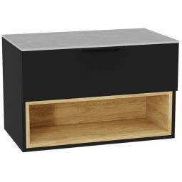 Zestaw Excellent Tuto 2.0 szafka 80 cm podumywalkowa wisząca z blatem czarny-dąb-szary MLEX.2171.K.80.02SJ.BKBK