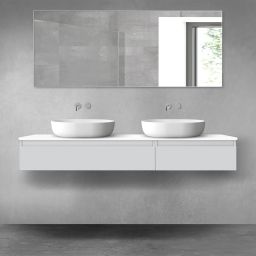 Oltens Vernal zestaw mebli łazienkowych 160 cm z blatem szary mat/biały połysk 68357700