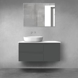 Oltens Vernal zestaw mebli łazienkowych 100 cm z blatem grafit mat/biały połysk 68204400