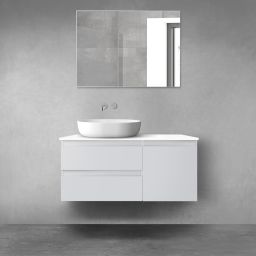 Oltens Vernal zestaw mebli łazienkowych 100 cm z blatem szary mat/biały połysk 68204700