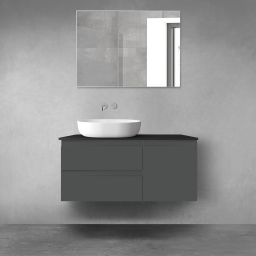 Oltens Vernal zestaw mebli łazienkowych 100 cm z blatem grafit mat/czarny mat 68205400