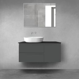 Oltens Vernal zestaw mebli łazienkowych 100 cm z blatem grafit mat/czarny mat 68206400