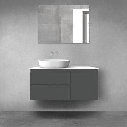 Oltens Vernal zestaw mebli łazienkowych 100 cm z blatem grafit mat/biały połysk 68207400