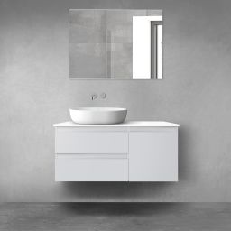 Oltens Vernal zestaw mebli łazienkowych 100 cm z blatem szary mat/bały połysk 68207700