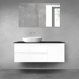 Oltens Vernal zestaw mebli łazienkowych 120 cm z blatem biały połysk/czarny mat 68213000