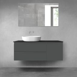 Oltens Vernal zestaw mebli łazienkowych 120 cm z blatem grafit mat/czarny mat 68213400