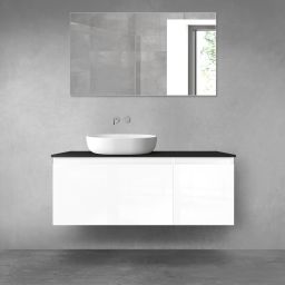 Oltens Vernal zestaw mebli łazienkowych 120 cm z blatem biały połysk/czarny mat 68256000