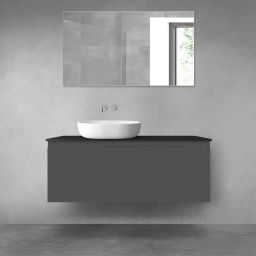 Oltens Vernal zestaw mebli łazienkowych 120 cm z blatem grafit mat/czarny mat 68256400