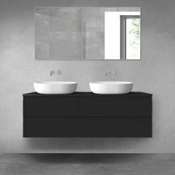 Oltens Vernal zestaw mebli łazienkowych 140 cm z blatem czarny mat 68257300