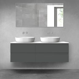 Oltens Vernal zestaw mebli łazienkowych 140 cm z blatem grafit mat/biały połysk 68258400