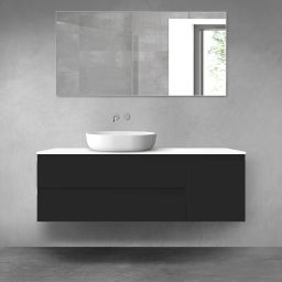 Oltens Vernal zestaw mebli łazienkowych 140 cm z blatem czarny mat/biały połysk 68265300