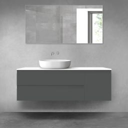 Oltens Vernal zestaw mebli łazienkowych 140 cm z blatem grafit mat/biały połysk 68265400