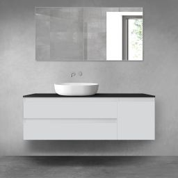Oltens Vernal zestaw mebli łazienkowych 140 cm z blatem szary mat/czarny mat 68267700