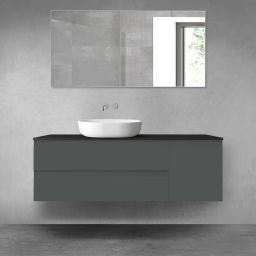 Oltens Vernal zestaw mebli łazienkowych 140 cm z blatem grafit mat/czarny mat 68268400