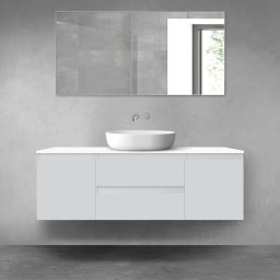 Oltens Vernal zestaw mebli łazienkowych 140 cm z blatem szary mat/biały połysk 68279700