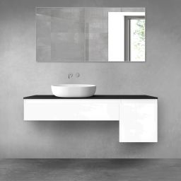 Oltens Vernal zestaw mebli łazienkowych 140 cm z blatem biały połysk/czarny mat 68285000