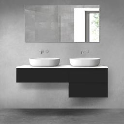 Oltens Vernal zestaw mebli łazienkowych 140 cm z blatem czarny mat/biały połysk 68290300