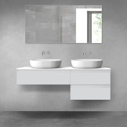 Oltens Vernal zestaw mebli łazienkowych 140 cm z blatem szary mat/biały połysk 68290700