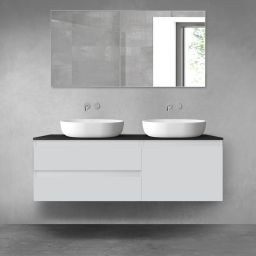 Oltens Vernal zestaw mebli łazienkowych 140 cm z blatem szary mat/czarny mat 68295700