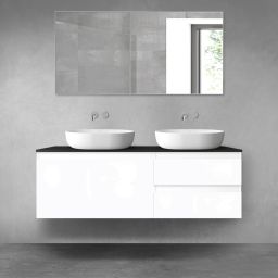 Oltens Vernal zestaw mebli łazienkowych 140 cm z blatem biały połysk/czarny mat 68298000