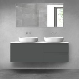 Oltens Vernal zestaw mebli łazienkowych 140 cm z blatem grafit mat/biały połysk 68298400