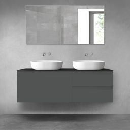 Oltens Vernal zestaw mebli łazienkowych 140 cm z blatem grafit mat/czarny mat 68299400