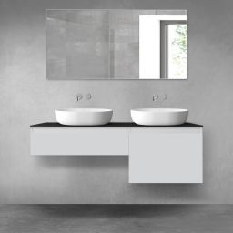 Oltens Vernal zestaw mebli łazienkowych 140 cm z blatem szary mat/czarny mat 68311700