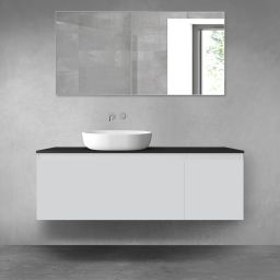 Oltens Vernal zestaw mebli łazienkowych 140 cm z blatem szary mat/czarny mat 68317700