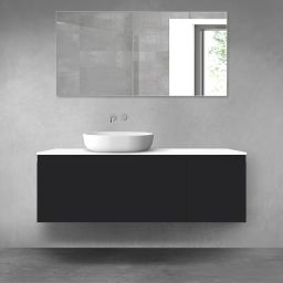 Oltens Vernal zestaw mebli łazienkowych 140 cm z blatem czarny mat/biały połysk 68318300