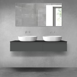 Oltens Vernal zestaw mebli łazienkowych 140 cm z blatem grafit mat/czarny mat 68323400