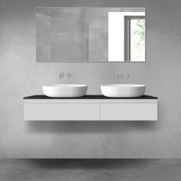 Oltens Vernal zestaw mebli łazienkowych 140 cm z blatem szary mat/czarny mat 68323700