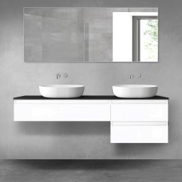 Oltens Vernal zestaw mebli łazienkowych 160 cm z blatem biały połysk/czarny mat 68330000