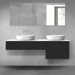 Oltens Vernal zestaw mebli łazienkowych 160 cm z blatem czarny mat/biały połysk 68330300
