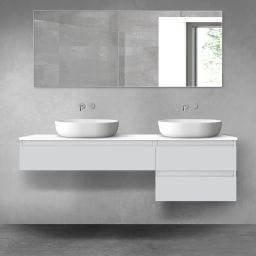 Oltens Vernal zestaw mebli łazienkowych 160 cm z blatem szary mat/biały połysk 68330700