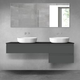 Oltens Vernal zestaw mebli łazienkowych 160 cm z blatem grafit mat/czarny mat 68334400