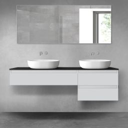 Oltens Vernal zestaw mebli łazienkowych 160 cm z blatem szary mat/czarny mat 68334700