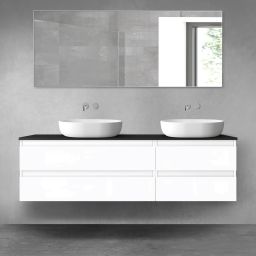 Oltens Vernal zestaw mebli łazienkowych 160 cm z blatem biały połysk/czarny mat 68337000