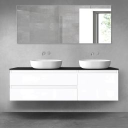 Oltens Vernal zestaw mebli łazienkowych 160 cm z blatem biały połysk/czarny mat 68341000