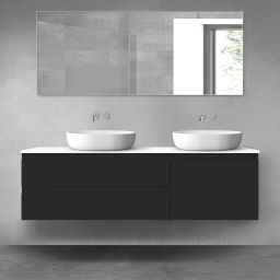 Oltens Vernal zestaw mebli łazienkowych 160 cm z blatem czarny mat/biały połysk 68341300
