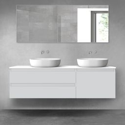 Oltens Vernal zestaw mebli łazienkowych 160 cm z blatem szary mat/biały połysk 68341700