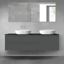 Oltens Vernal zestaw mebli łazienkowych 160 cm z blatem grafit mat/czarny mat 68342400