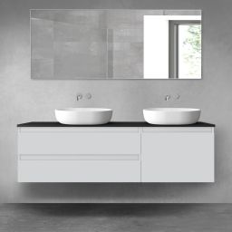 Oltens Vernal zestaw mebli łazienkowych 160 cm z blatem szary mat/czarny mat 68342700