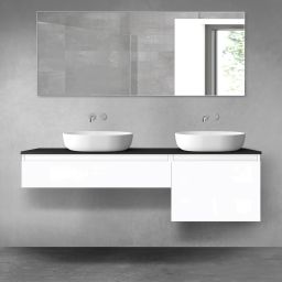 Oltens Vermal zestaw mebli łazienkowych 160 cm biały połysk/czarny mat 68345000