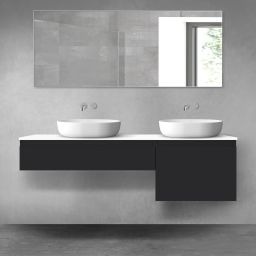 Oltens Vernal zestaw mebli łazienkowych 160 cm z blatem czarny mat/biały połysk 68345300