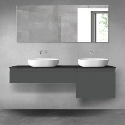 Oltens Vernal zestaw mebli łazienkowych 160 cm z blatem grafit mat/czarny mat 68346400