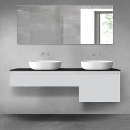 Oltens Vernal zestaw mebli łazienkowych 160 cm z blatem szary mat/czarny mat 68346700