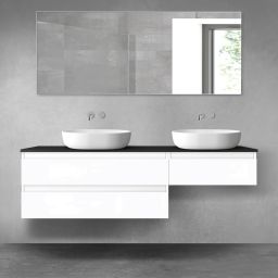 Oltens Vernal zestaw mebli łazienkowych 160 cm z blatem czarny mat/biały połysk 68349300