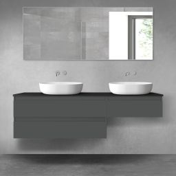 Oltens Vernal zestaw mebli łazienkowych 160 cm z blatem grafit mat/czarny mat 68350400