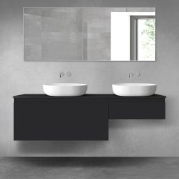 Oltens Vernal zestaw mebli łazienkowych 160 cm z blatem czarny mat 68351300