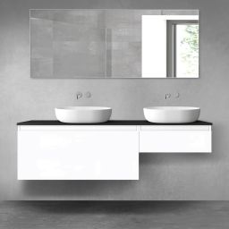 Oltens Vernal zestaw mebli łazienkowych 160 cm z blatem biały połysk/czarny mat 68353000